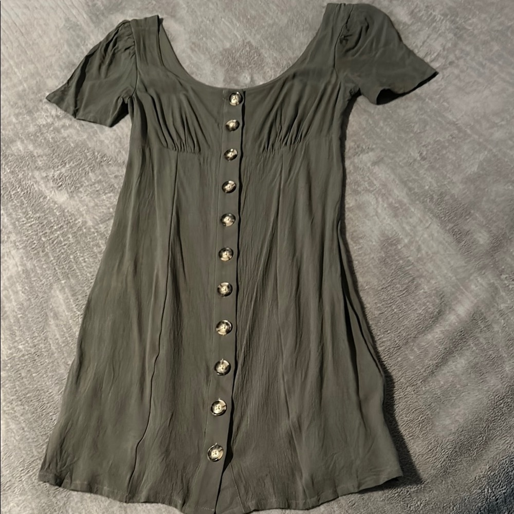 Express Olive Button-Down Dress